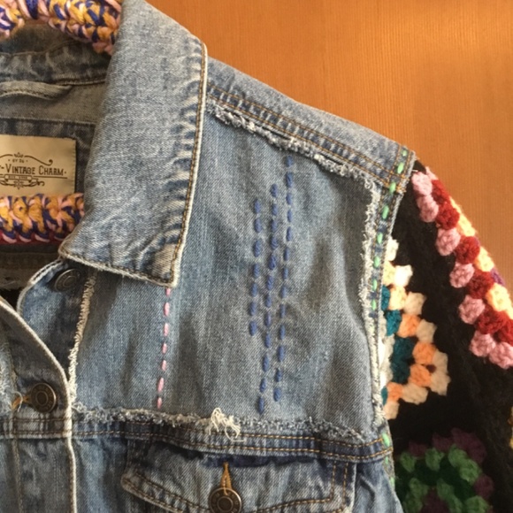 Slow-fashion Grannycore Denim & Crocheted Jacket - Picture 8 of 8
